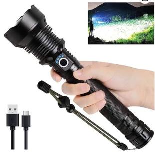 Lylting Rechargeable LED Flashlights High Lumens, 200000 Lumens Super Bright Zoomable Waterproof Flashlight with 3 Modes & Waterproof, Powerful Handheld Flashlight for Camping Emergencies